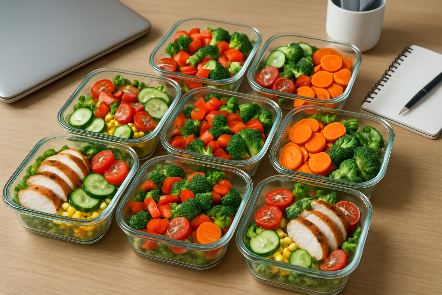 Pojemniki z klasycznymi sałatkami do pracy na 3 dni